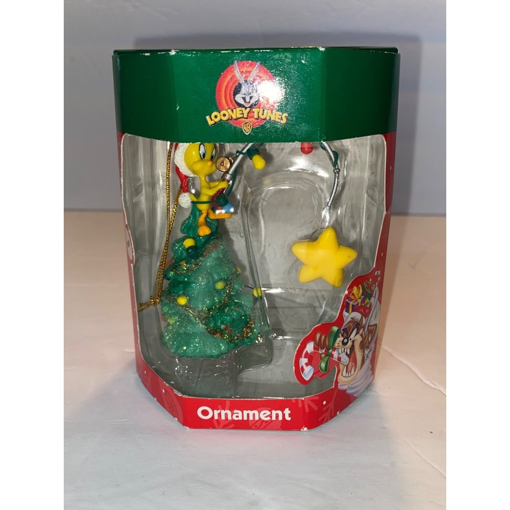 Vintage Trevco Looney Tunes Tweety Bird Fishing Star Christmas Tree Ornament